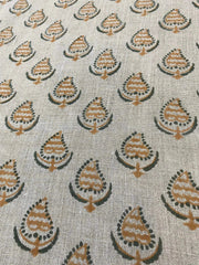 KAROUTT || Indian Hand Block Print Fabric, Indian Linen Fabric, Block Print Fabric, Designer Floral Printing Fabric, Upholstery fabric, - Rohiyaan